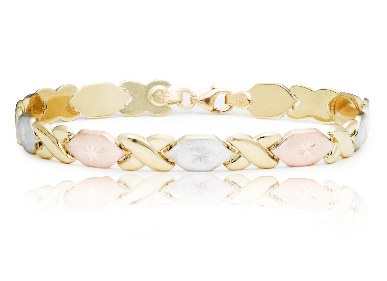 10k Fine Gold Stampato Xoxo Friendship Hugs and Kisses Chain Bracelet